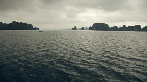 Ha long Bay, panoramic landscape view. Famous tourist travel destination. Stock Footage 38654073