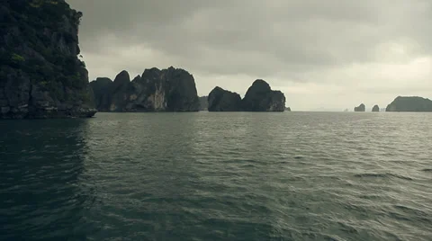 Ha long Bay, panoramic landscape view. Famous tourist travel destination. Stock Footage 38654562
