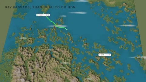 Ha long bay passage tuan chau to bo 3d terrain route map seamless loop Видео 341938341