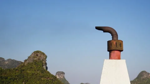Ha Long Bay Ship Smokestack Releasing Emissions. Vietnam Stock Footage 338200098