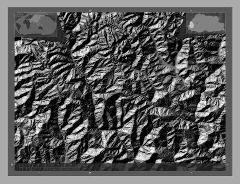 Haa, Bhutan. Bilevel elevation map with lakes and rivers イラスト素材