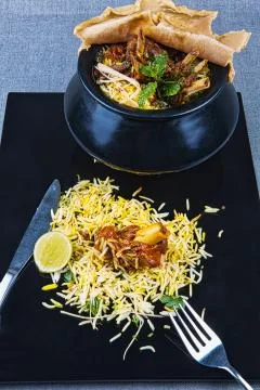 Haandi Mutton Biryani Stock Photos