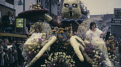 Haarlem, Holland - 1971: float parade Stock Footage 61723481