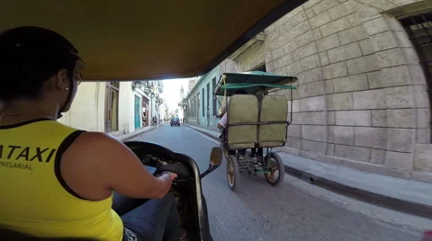 Habana vieja. CUBA. Ride in a Cocotaxi Stock Footage