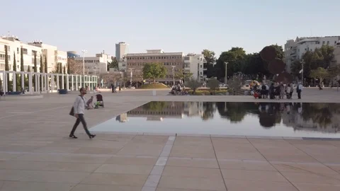 Habima reflections Stock Footage 117140109