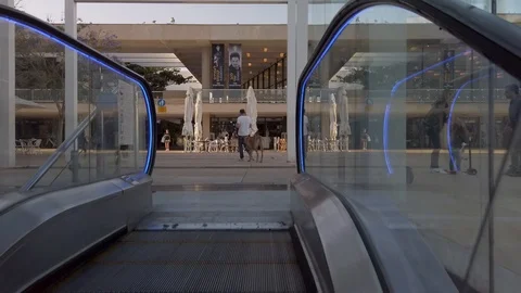 Habima square escalator Stock Footage 117140625