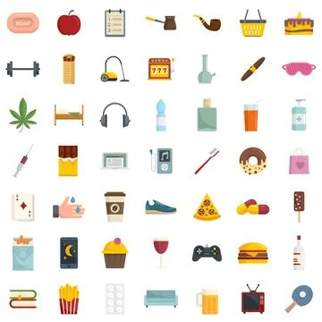 Habit icons set flat isolated Stock Illustration
