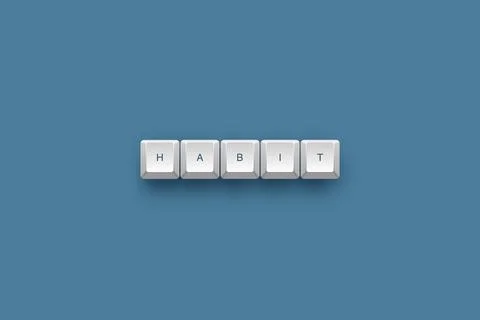 Habit text on a 3d keyboard button with shadow concept series Stock-Illustration