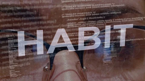 Habit text on background of female developer Stock Footage 107201714