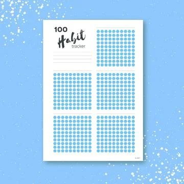 Habit tracker. 100 days template habit diary. Journal planner. Bullet journal Stock Illustration