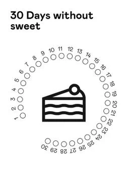Habit Tracker. 30 days without sweets. Refusal of sweet Stock Illustration