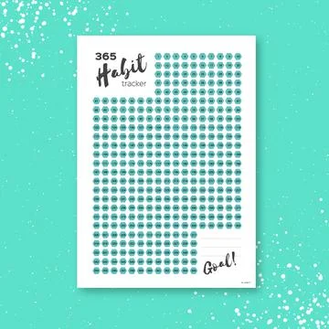 Habit tracker. 365 days template habit diary for year. Journal planner. Bullet Stock Illustration