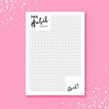 Habit tracker. 365 days template habit diary for year. Journal planner. Bullet 스톡 일러스트