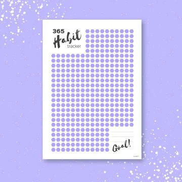 Habit tracker. 365 days template habit diary for year. Journal planner. Bullet Stock Illustration