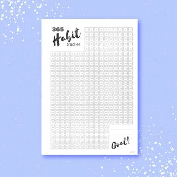 Habit tracker. 365 days template habit diary for year. Journal planner. Bullet 스톡 일러스트
