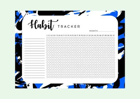 Habit Tracker. Monthly planner habit tracker blank template. Monthly planer.  Stock Illustration