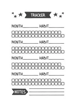 Habit Tracker. Printable Organizer for Study, School or Work. Stock Illustration