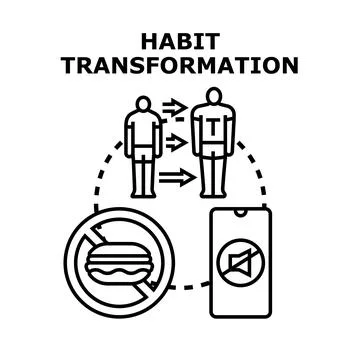Habit transformation process controlling addiction and lifestyle Illustrazione stock