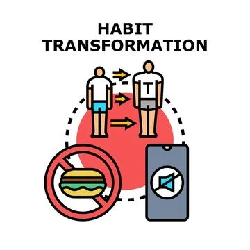 Habit transformation process controlling addiction and lifestyle Stock Illustration