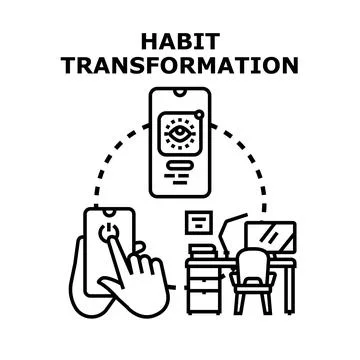 Habit transformation process using smartphone application Stock Illustration