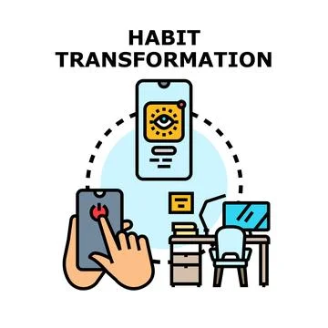 Habit transformation process using smartphone application Stock Illustration