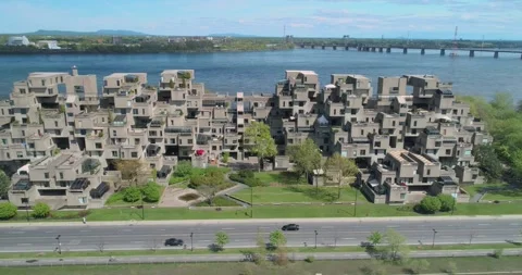 Habitat 67, a modular housing complex in Montreal, Canada. Video stock 314825217