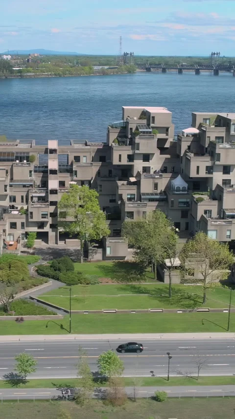 Habitat 67, a modular housing complex in Montreal, Canada. Video stock 315074398