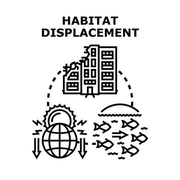 Habitat displacement affecting global environment and animal migration Stock Illustration