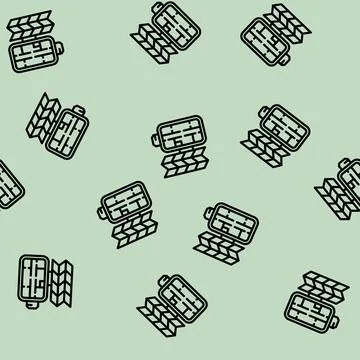 Habitat space exploration line vector seamless pattern Stockillustratie