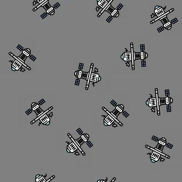 Habitat space exploration vector seamless pattern Stock Illustration