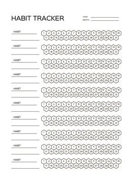 Habits Tracker for a Month. Simle Template. Design for organizer or planner Stock Illustration