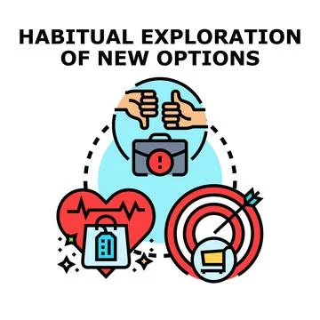 Habitual exploration of new options decision making process イラスト素材