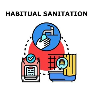 Habitual sanitation concept with hygiene and clean daily routine Stock Illustration