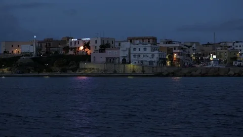 Habor with coast guard at night Stock Footage 108634112