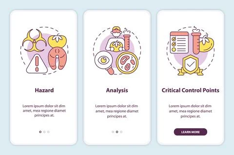 HACCP elements onboarding mobile app screen Stock Illustration
