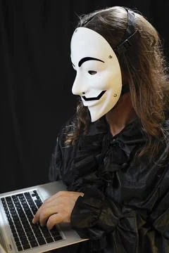 Hacher with computer Stock Photos