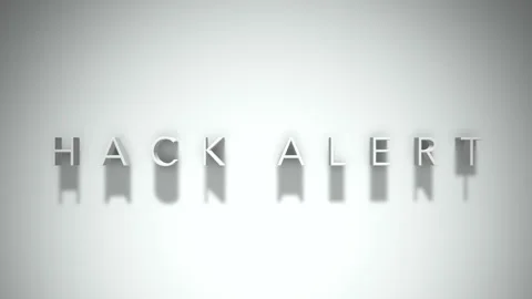 Hack alert 3D title animation with shadows on a white background Stock Footage 297517967