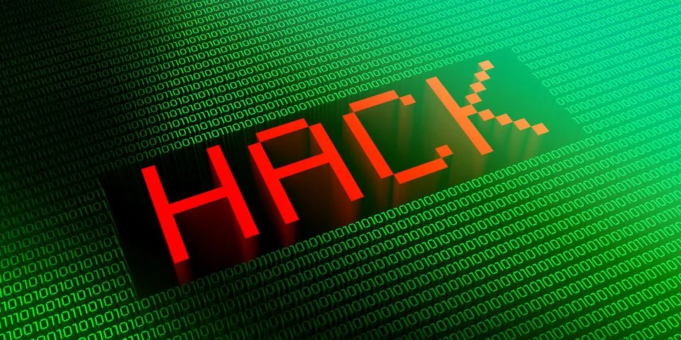 Hack - binary code concept - 3D illustration イラスト素材