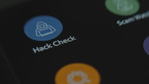 Hack check option on spyware scan app Stock Footage 302715264