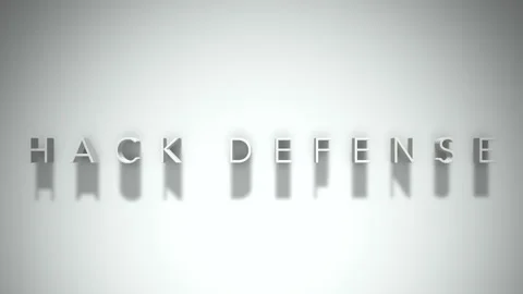 Hack defense 3D title animation white text on a white background Stock Footage 299823550