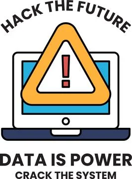 Hack the future is a warning to people about the dangers of data being hack.. 스톡 일러스트