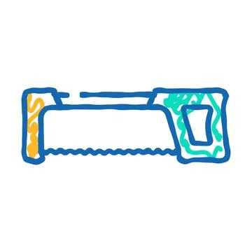 Hack hand saw icon doodle illustration イラスト素材