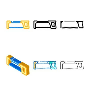 Hack hand saw variants color icon vector Stock Illustration