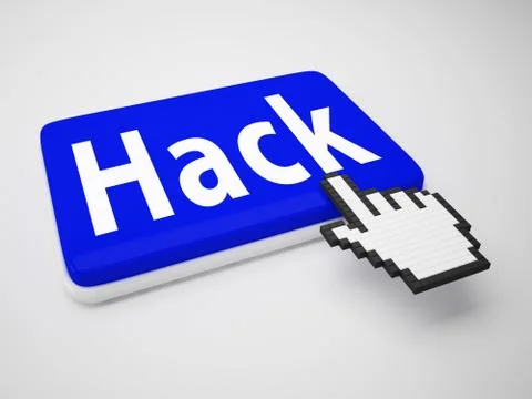 Hack Key Pressed Shows Hacking 3d Illustration Illustrazione stock