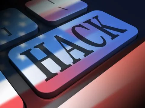 Hack Keyboard Key Shows Russian Hacking 3d Illustration Illustrazione stock