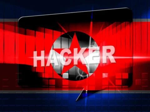 Hack Means North Korea Data Attack 3d Illustration Illustrazione stock