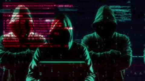 Hack Screen and data matrix simulation with futuristic HUD screen 004 Stock Footage 320902362