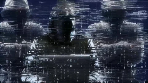 Hack Screen and data matrix simulation with futuristic HUD screen V05 Stock Footage 320902804