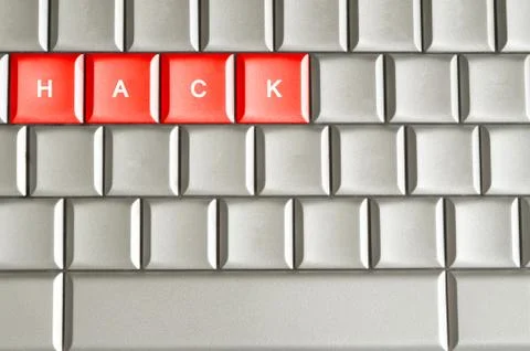 Hack spelled on a keyboard 스톡 사진