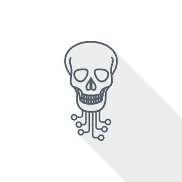 Hack vector icon, virus, circuit, skull, hacker concept flat design illustrat 스톡 일러스트